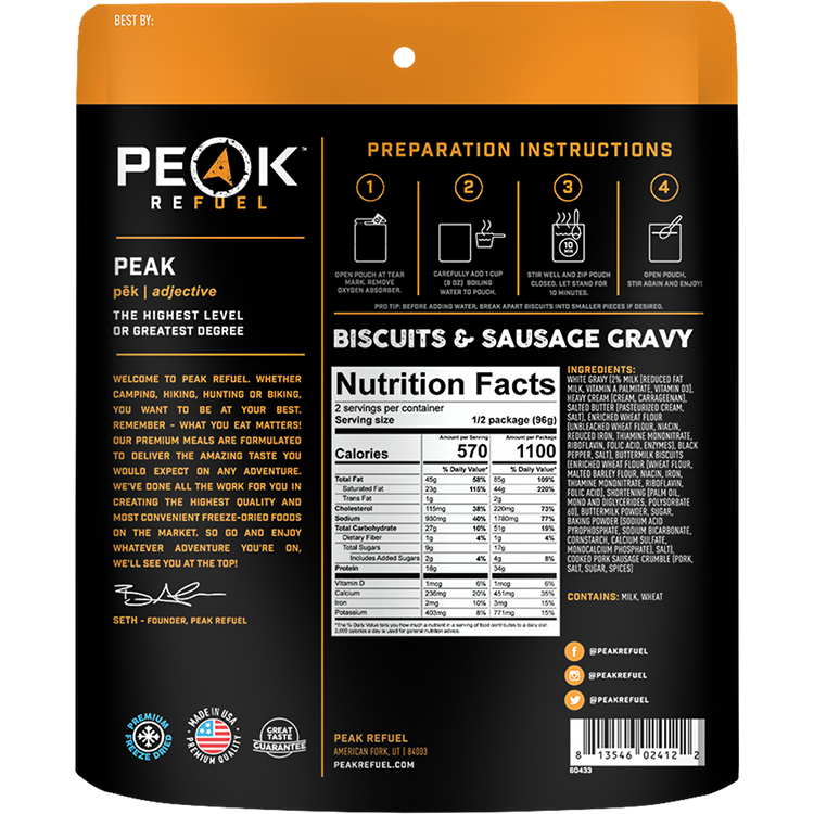 PEAK REFUEL - BISCUITS &  SAUSAGE GRAVY - RTG Supply Co